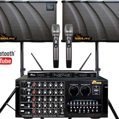 IDOLpro IP-3600 II 1300W Mixing Amplifier,IPS-680 1000W Speakers,Wireless Microphones Karaoke System image 1