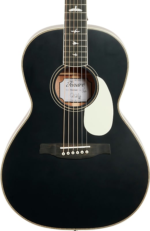 PRS SE P20 Parlor Acoustic Guitar, Satin Black Top w/ Gig Bag image 1