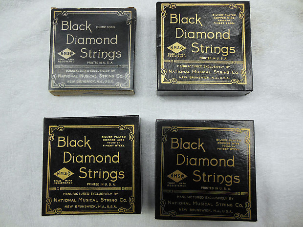 4 Sets Of Vintage Black Diamond Guitar Strings w Original Boxes NOS
