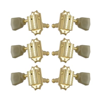 Grover 135 / 136 Kluson Deluxe Style Tuners 3 x 3 w/ Bolt Bushing (Gold, Tulip/Keystone) image 2