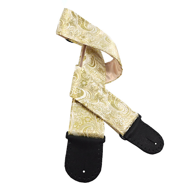 White and sales gold guitar strap