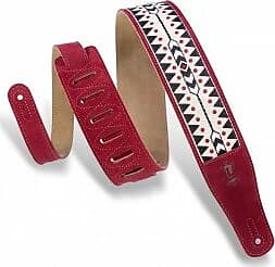 Levy's 2 1/2" wide burgundy suede leather guitar strap. image 1