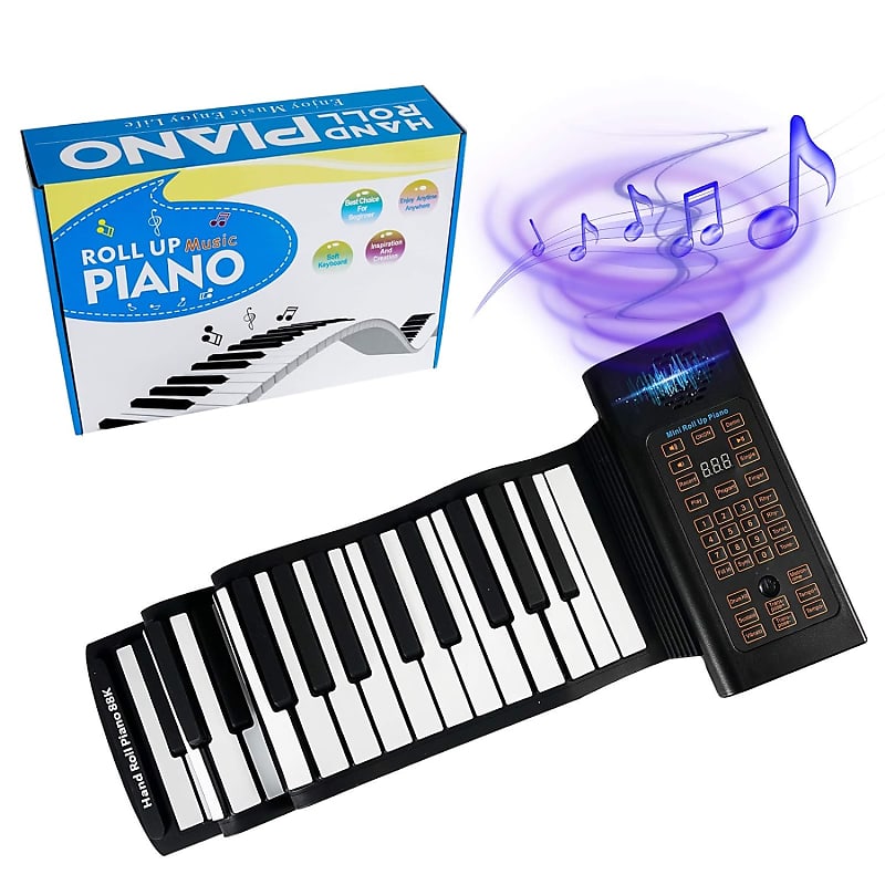  Roll Up Piano,49 Keys Electric Piano Keyboard,Portable Keyboard  Piano,Keyboard Piano for Beginners(Silver) : Musical Instruments
