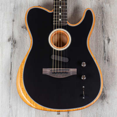 Fender American Acoustasonic Telecaster Guitar, Ebony Fingerboard, Black image 2