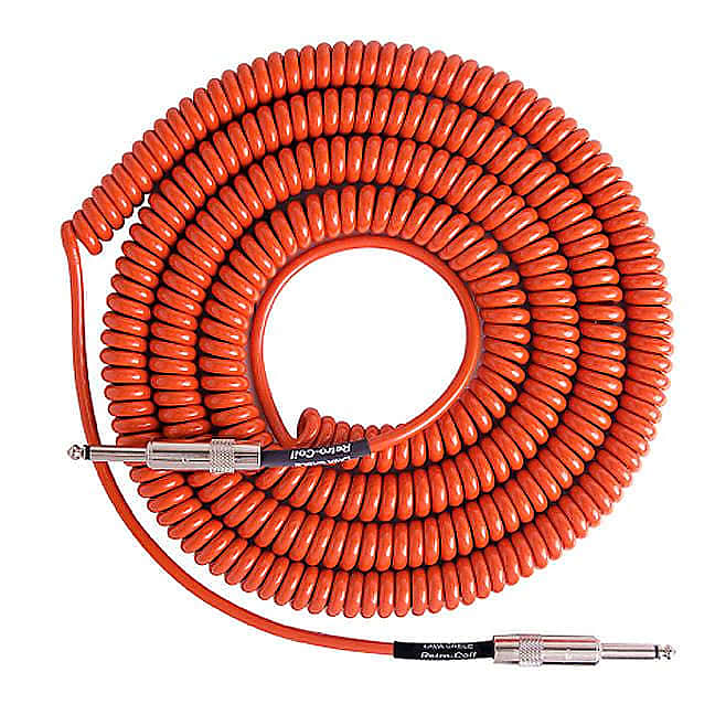 Lava Cable Retro Coil Instrument Guitar/Bass Cable 1/4" Straight to Straight, Orange - 20 ft image 1