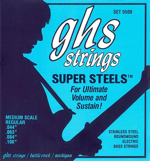 GHS M7200-5 Pressurewound Rollerwound Electric Bass Guitar Strings - .044-.128 Medium 5-string