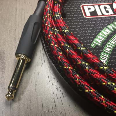 Pig Hog "Tartan Plaid" Vintage Woven Instrument Cable - 10 FT Right Angle (PCH10PLR) image 5