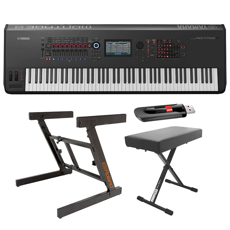 Yamaha Montage8 88-Key Flagship Music Synthesizer Workstation with Heavy Duty Z-Stand, Bench and Flash Drive image 1