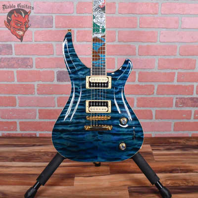 David Thomas Mcnaught Limited Edition Tiger Diamond Grade Quilt Maple Top Translucent Peacock Blue 2000 #17 w/OHSC for sale