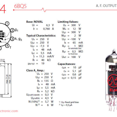 JJ Electronic EL84  Burned In Power Vacuum Tube  for Electric Guitar Amplifier - Apex Matched Pair image 2