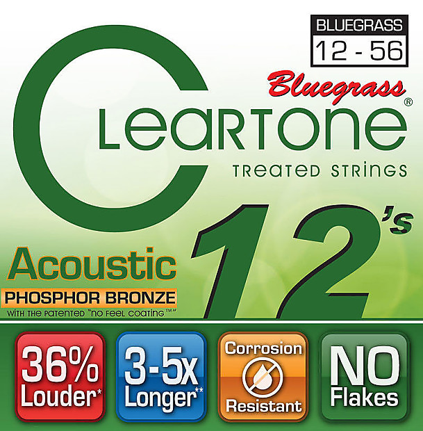 Cleartone 7423 Bluegrass Phosphor Bronze Coated Acoustic Guitar Strings - Light Top/Heavy Bottom (12-56) image 1