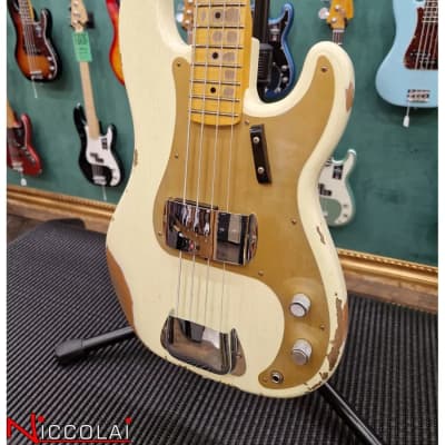 Fender Custom Shop 58 Precision Bass Heavy Relic Maple Neck Vintage White image 2