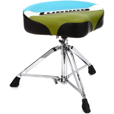 Ludwig LAC48TH Atlas Classic Saddle Drum Throne, Blue/Olive image 2