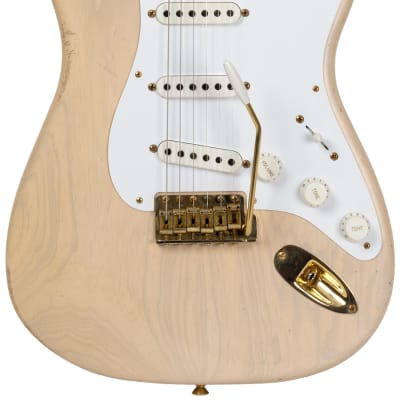 2022 Fender Custom Shop 1955 Stratocaster Relic White Blonde+Aged Shell Pink image 3