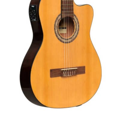 STAGG SCL60 cutaway acoustic-electric classical guitar with B-Band 4-band EQ, natural colour image 1
