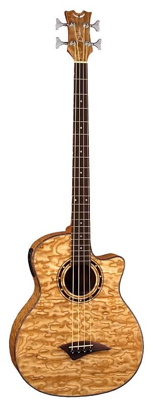 Dean Exotica Quilt Ash Acoustic/Electric Bass, DMT Preamp, Natural, EQABA GN image 1