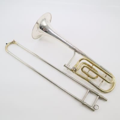 King Silvertone Symphony Professional Bass Trombone SN 401272 STERLING SILVER BELL image 2
