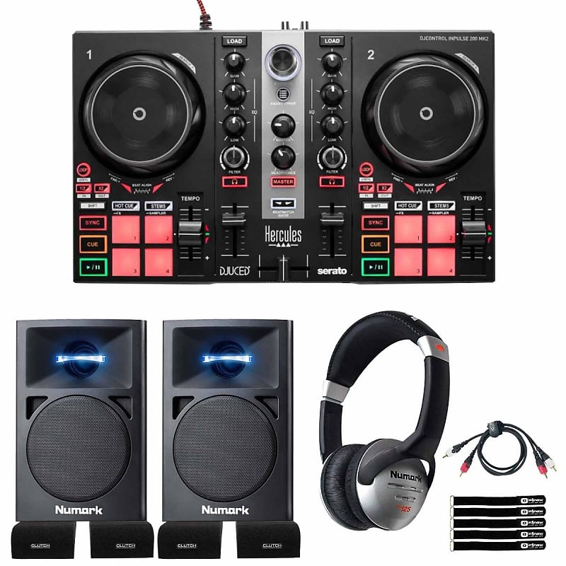 Hercules DJCONTROL INPULSE 200 MK2 Serato Lite DJ Controller w Desk Speakers image 1