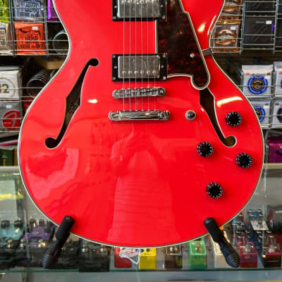 D'Angelico Premier DC Semi-Hollow Double Cutaway w/ Stop-Bar Tailpiece - Fiesta Red image 2