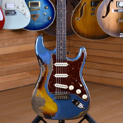 Fender Custom Limited Edition Roasted '60s Stratocaster Super Heavy Relic Lake Placed Blue over 3 Color Sunburst for sale