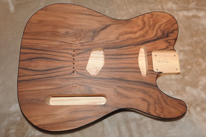 Unfinished Tele 2 Piece Ash With a Book Matched 2 Piece Black Walnut Top Bound in Black! image 1
