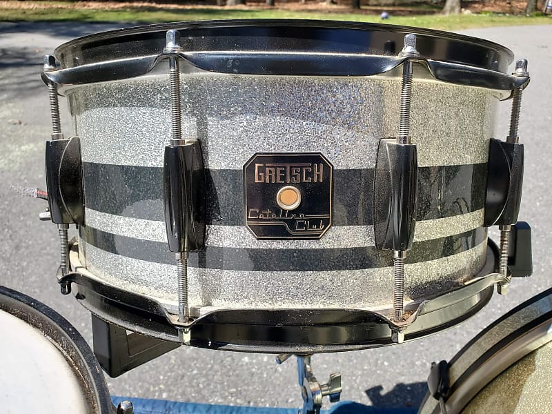Gretsch Catalina club  14”x 5.5” snare drum Silver/ black sparkle image 1