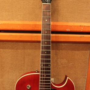 Vintage 1964 Guild 'Slim Jim' T100 D Starfire Cherry Semi Hollow Electric Guitar image 9