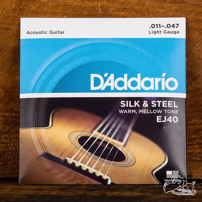 D'Addario Silk & Steel Acoustic Guitar Strings - EJ40-6 String - Warm,  Mellow Tone - Light, 11-47