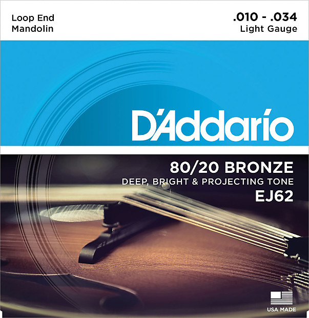 D'Addario EJ62 80/20 Bronze Mandolin Strings Light 10-34 Standard image 1