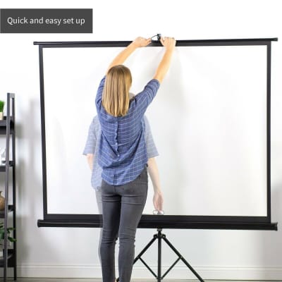 5 Core Projector Screen with Stand 72 inch Indoor and Outdoor Portable Projection Screen and Tripod Stand 8K 3D Ultra HD 4:3 for Movie Office Classroom Parties Screen TR 72(4:3) image 7