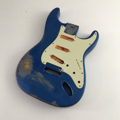 Custom Vintage ST60s Strat Style Lake Placid Blue Over Red Guitar Body Heavy Relic 4.3 Lb image 1