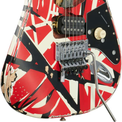 EVH Striped Series Frankie Red White Black Relic Electric Guitar image 3