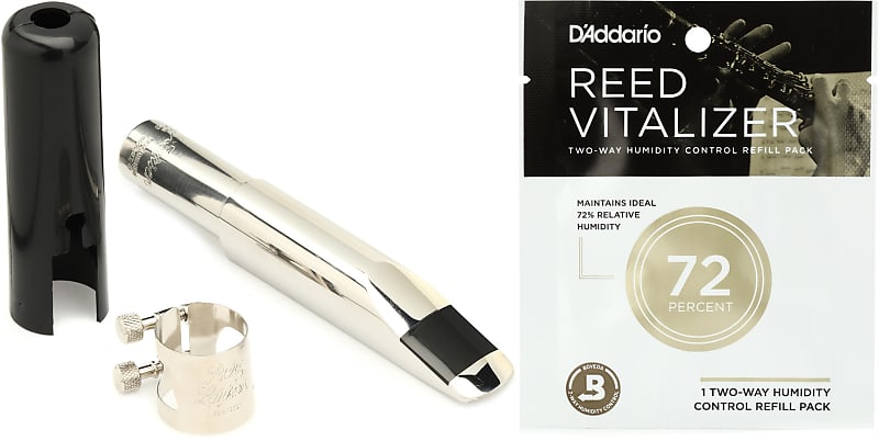 Berg Larsen Stainless Steel Baritone Saxophone Mouthpiece - 110/0  Bundle with D'Addario Woodwinds Reed Vitalizer Single Refill Pack - 72% Humidity image 1