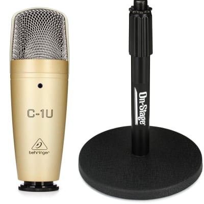 Behringer C-1U Studio Condenser USB Microphone  Bundle with On-Stage Stands DS7200B Adjustable Desktop Microphone Stand image 1