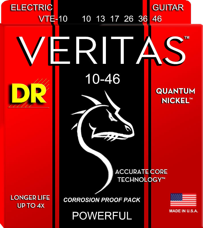 DR Strings VTE-10 Veritas Quantum Nickel Medium 10-46 Electric Guitar Strings image 1