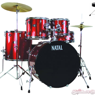 Natal Drums DNA 5 Piece Drum Kit - RED - K-DN-UF22-RE w/ Free Drum Throne image 1