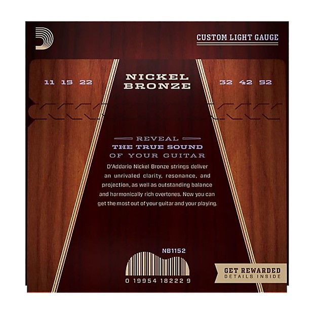 D'Addario NB1152 Nickel Bronze Acoustic Guitar Strings, Custom Light Gauge image 3