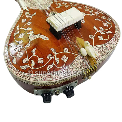 Gorgeous Pro-Grade Acoustic Electric Indian SITAR. Extensive Inlay Work. Full Cedar. Excellent Sound image 2