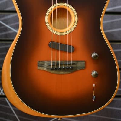 Fender American Acoustasonic Telecaster In Sunburst Electro Acoustic Guitar Incl Deluxe Gig Bag image 1