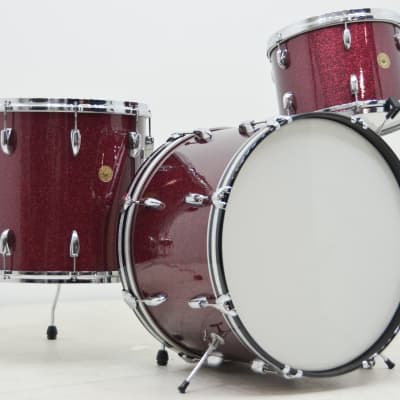 Used 1960's Recovered Gretsch 3pc Drum Kit - "Burgundy Sparkle" image 1
