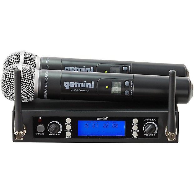 Gemini UHF-6200M Dual Channel Handheld Wireless Microphone System image 1