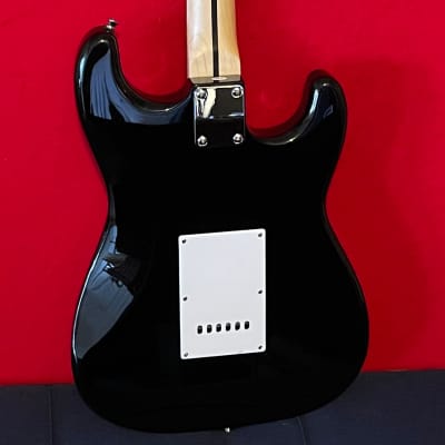 Stadium Strat Style guitar LEFT HANDED strat - Black with White Pickguard image 2