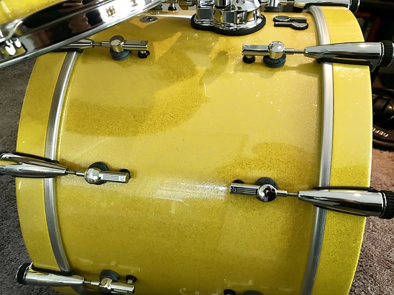 Sonor SQ2 Vintage Beech 5 pc kit. - Yellow sparkle lacquer | Reverb