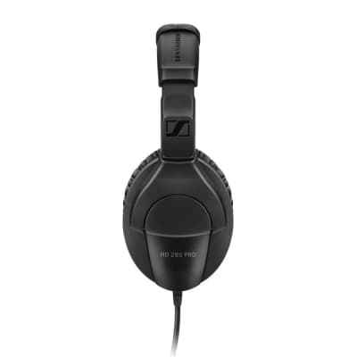 Mint Sennheiser HD 280 PRO Over Ear Headphones Black Bundle with Pig Hog PHX14-25 1/4" Headphone Extension Cable and Instrument Polishing Cloth - Studio Monitor Headphones image 3