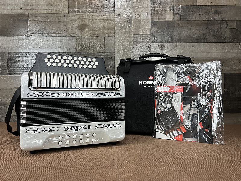 Hohner Corona II F/Bb/Eb Accordion White Reverb