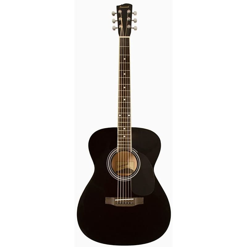 Savannah SGO-12-BK 000-Style Acoustic Guitar, Black image 1
