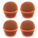 4 Pack of Replacement Orange Steel Mesh Microphone Grill Head - Fits Shure SM58