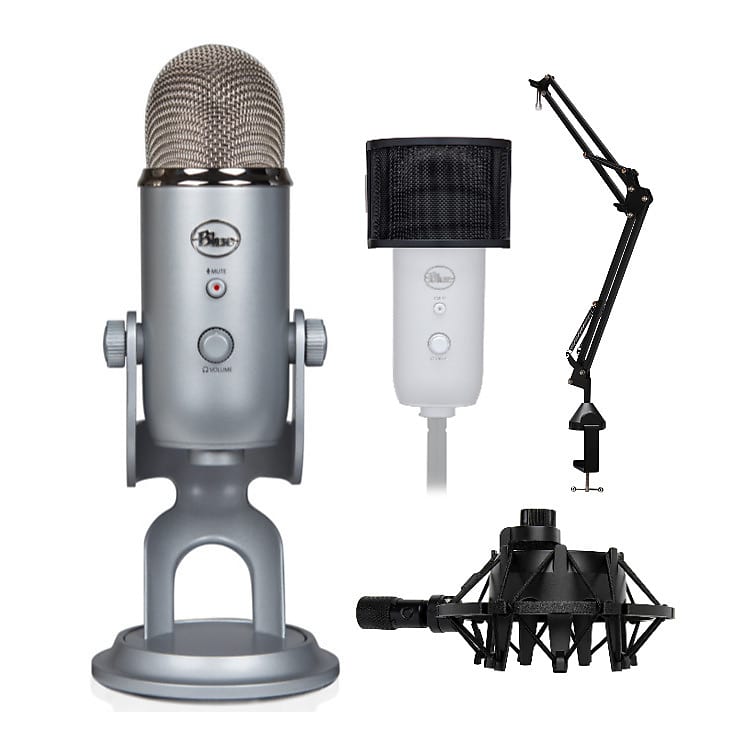  Blue Microphones Yeti USB Microphone (Blackout) Bundle with  Knox Gear Headphones and Pop Filter (3 Items) : Musical Instruments