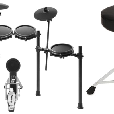 Alesis Nitro Mesh Electronic Drum Set  Bundle with Gibraltar 5608 Single-braced Lightweight Drum Throne image 1