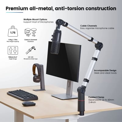 Professional Boom Arm Stand, THRONMAX Flex S5 Mic Stand for Game streaming and Broadcasting/Sturdy and Un?versal Mic Stand image 4